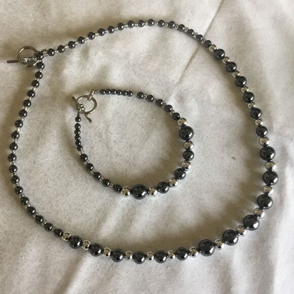 $12 ea or 3/$25. Silvertone and Black Beaded Set - Picture 2 of 5